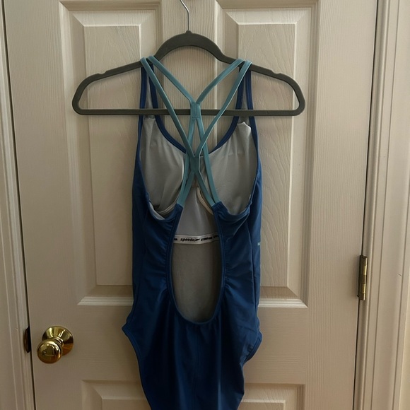 Girls Speedo Teal Strappy One Piece Swimsuit - Picture 2 of 11